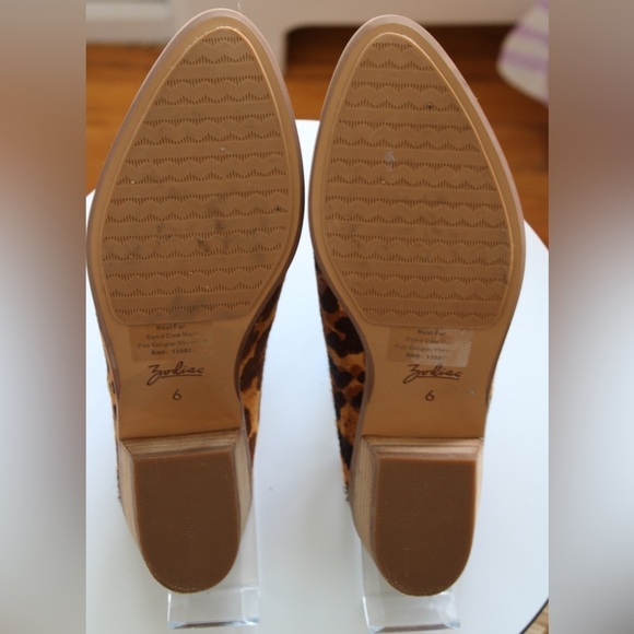 Zodiac Real Fur Dyed Cow Hair Leather Animal Print Slip-On Mule Women’s Shoe 6 - Picture 9 of 11